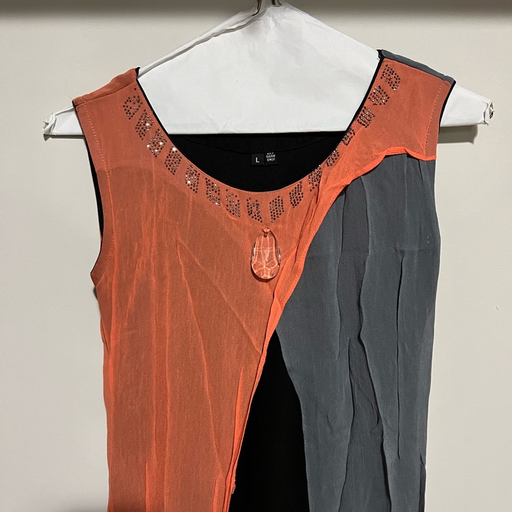 Designer Indian Pakistani peach grey black gown kurti tunic with diamonds